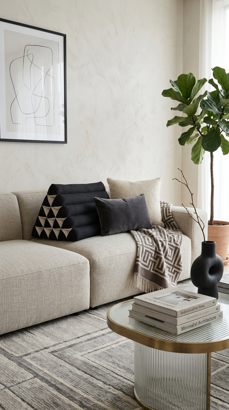 NA THA CHA Thai Triangle Cushion (Black and White)