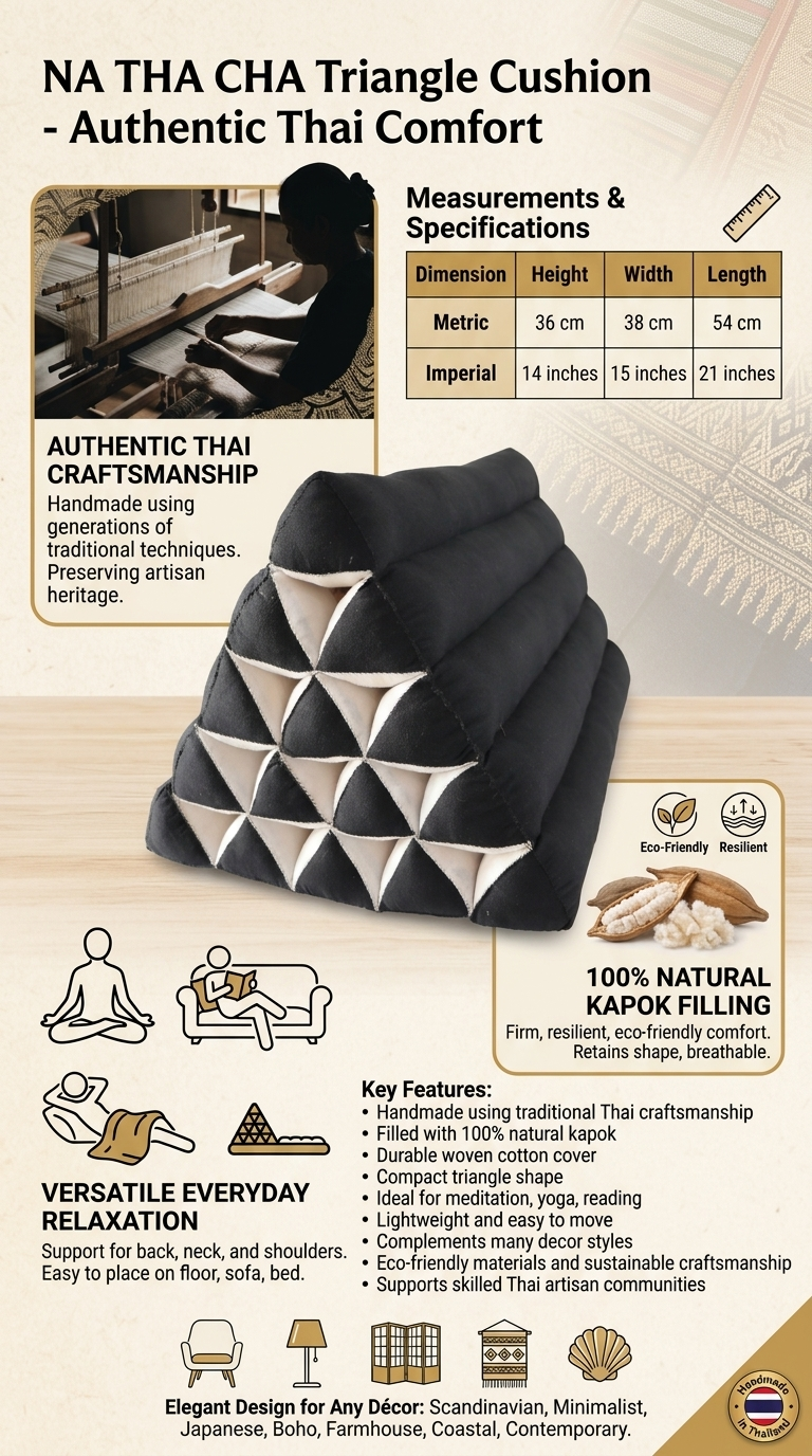 NA THA CHA Thai Triangle Cushion (Black and White)