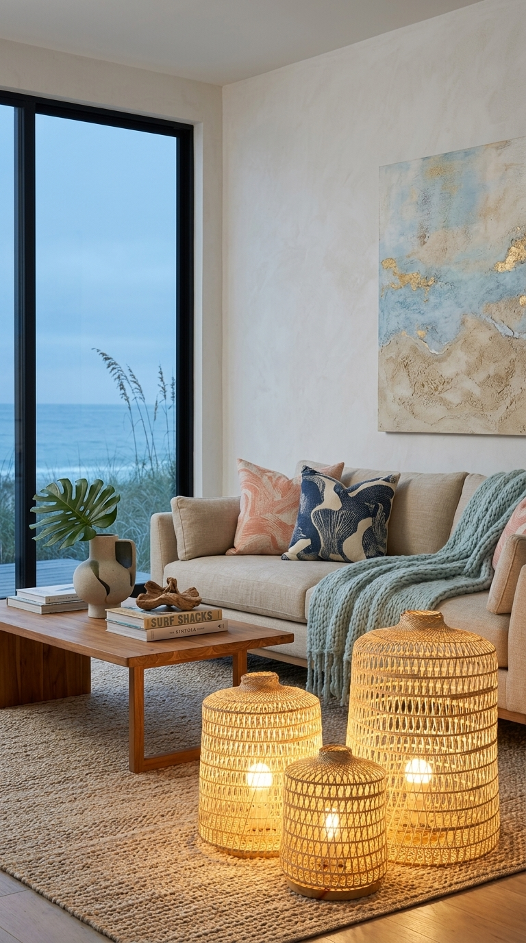NIT CHA MON Bamboo Boho Floor Lamp