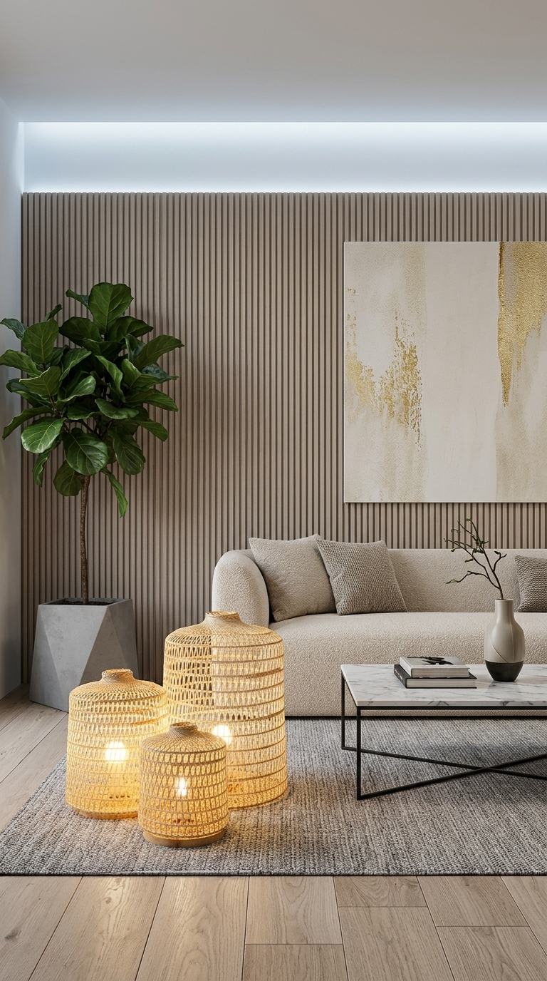 NIT CHA MON Bamboo Boho Floor Lamp
