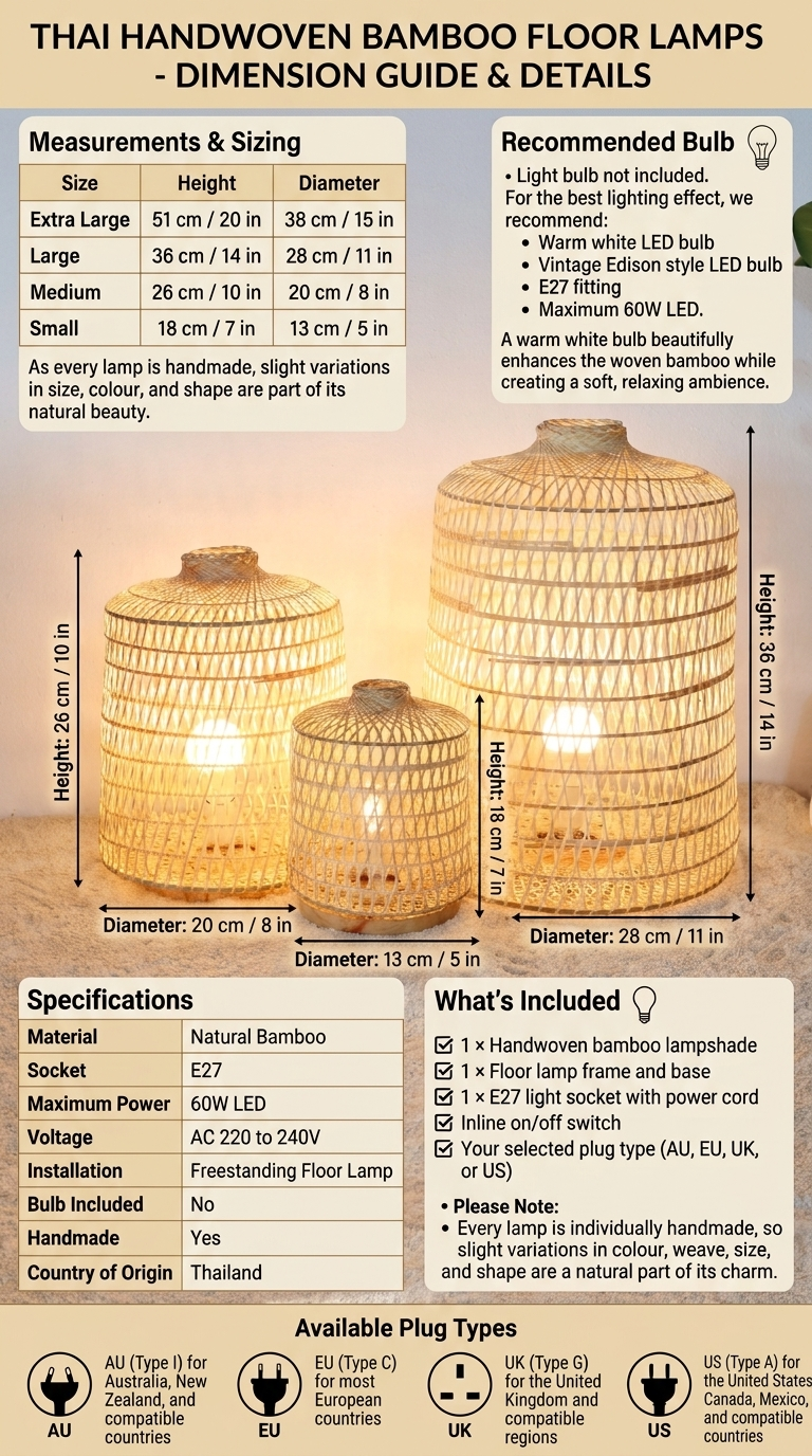 NIT CHA MON Bamboo Boho Floor Lamp