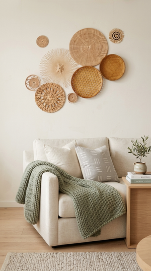 NON TI WAT Mixed Bamboo Wall Decor Set of 9, Multi-Texture