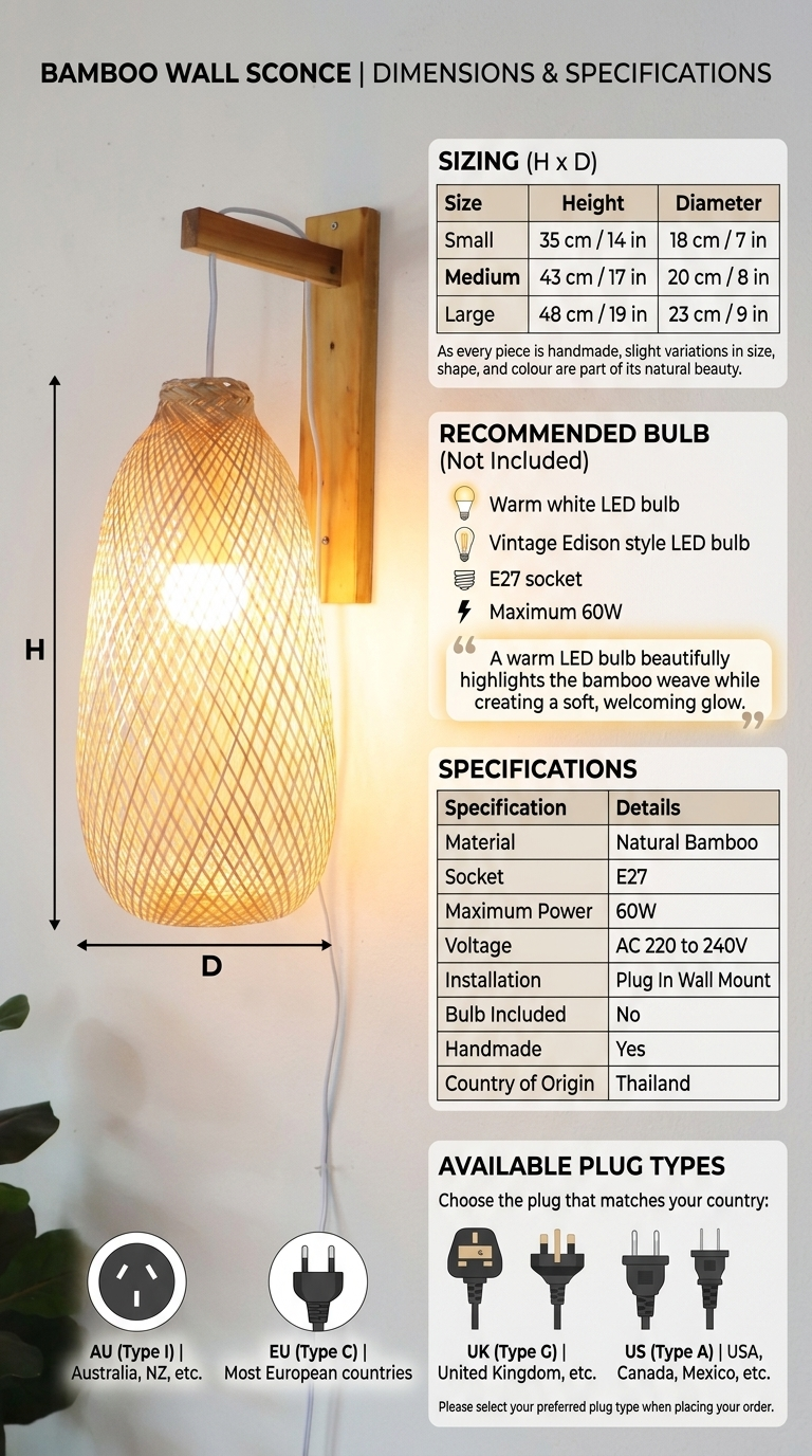PERIN Bamboo Plug In Wall Sconce