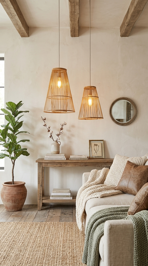 PUNSA Woven Pendant Light Shade, Boho, 2 Sizes