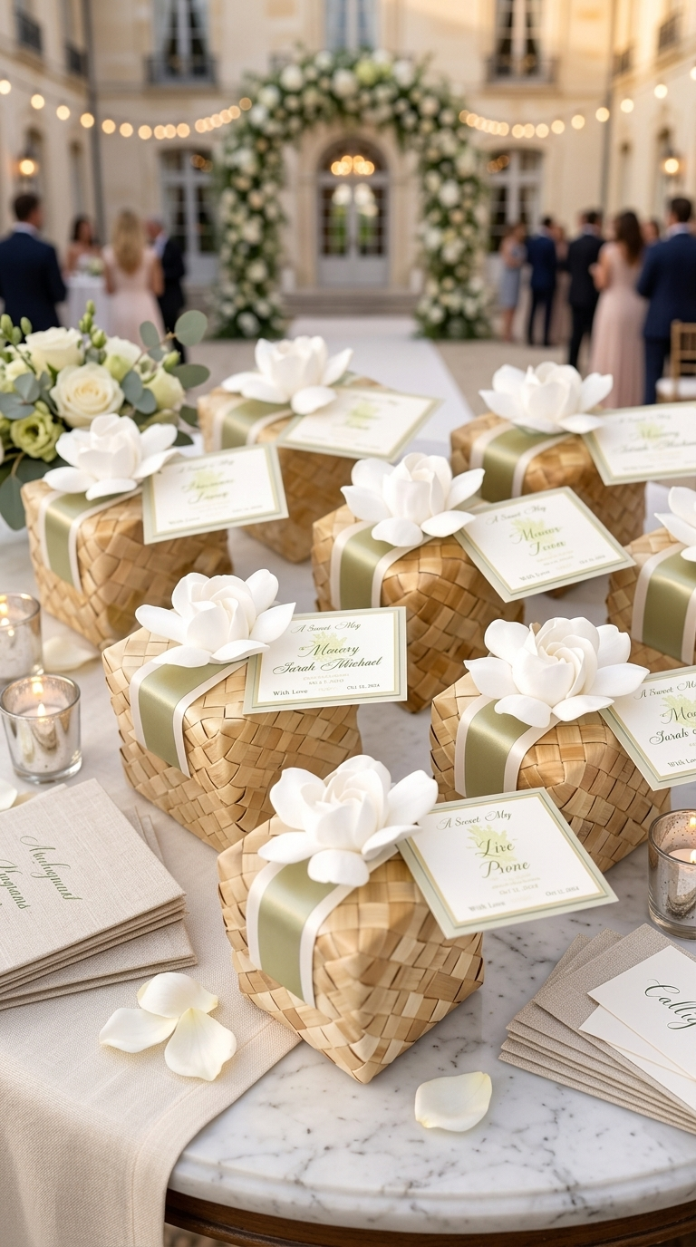 Palm Leaf Wicker Gift Boxes with Lids (Wholesale)