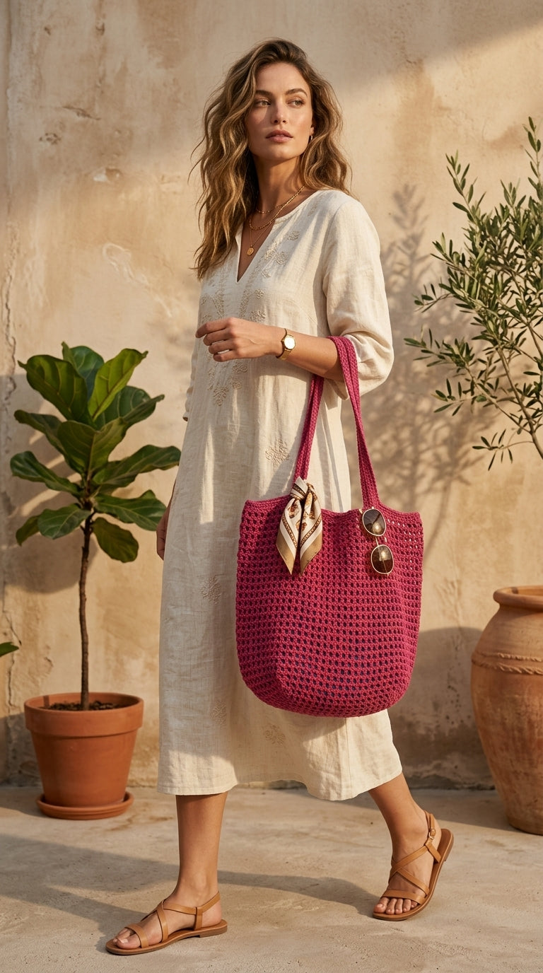 Red Crochet Shoulder Bag