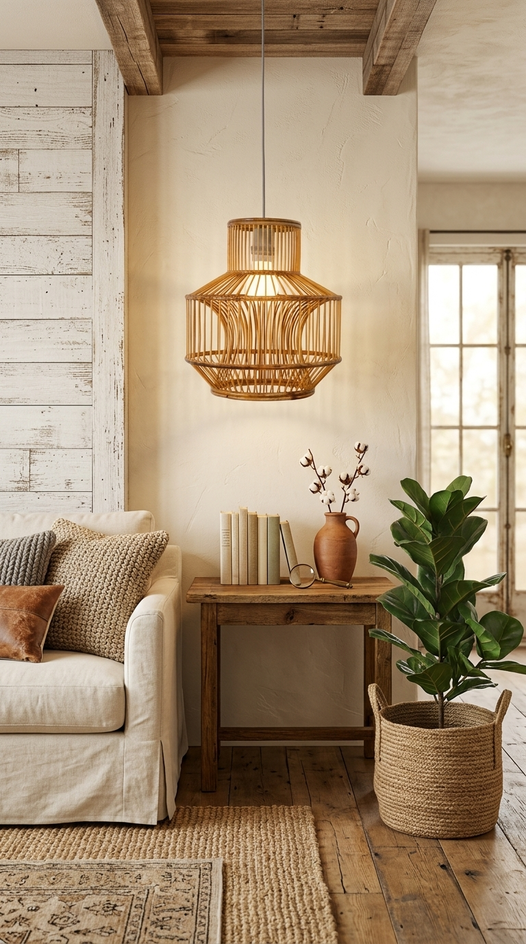 TAWAN – Rattan-Pendelleuchtenschirm (10–15 Zoll)