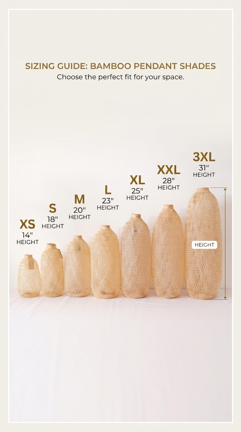 TEERAYA Bamboo Pendant Light Shade (Flexible Design)