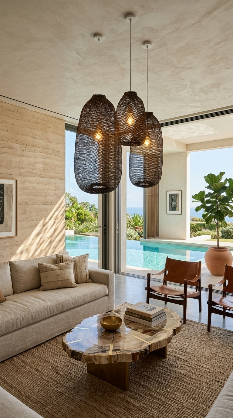 TEERAYA Brown Bamboo Pendant Light