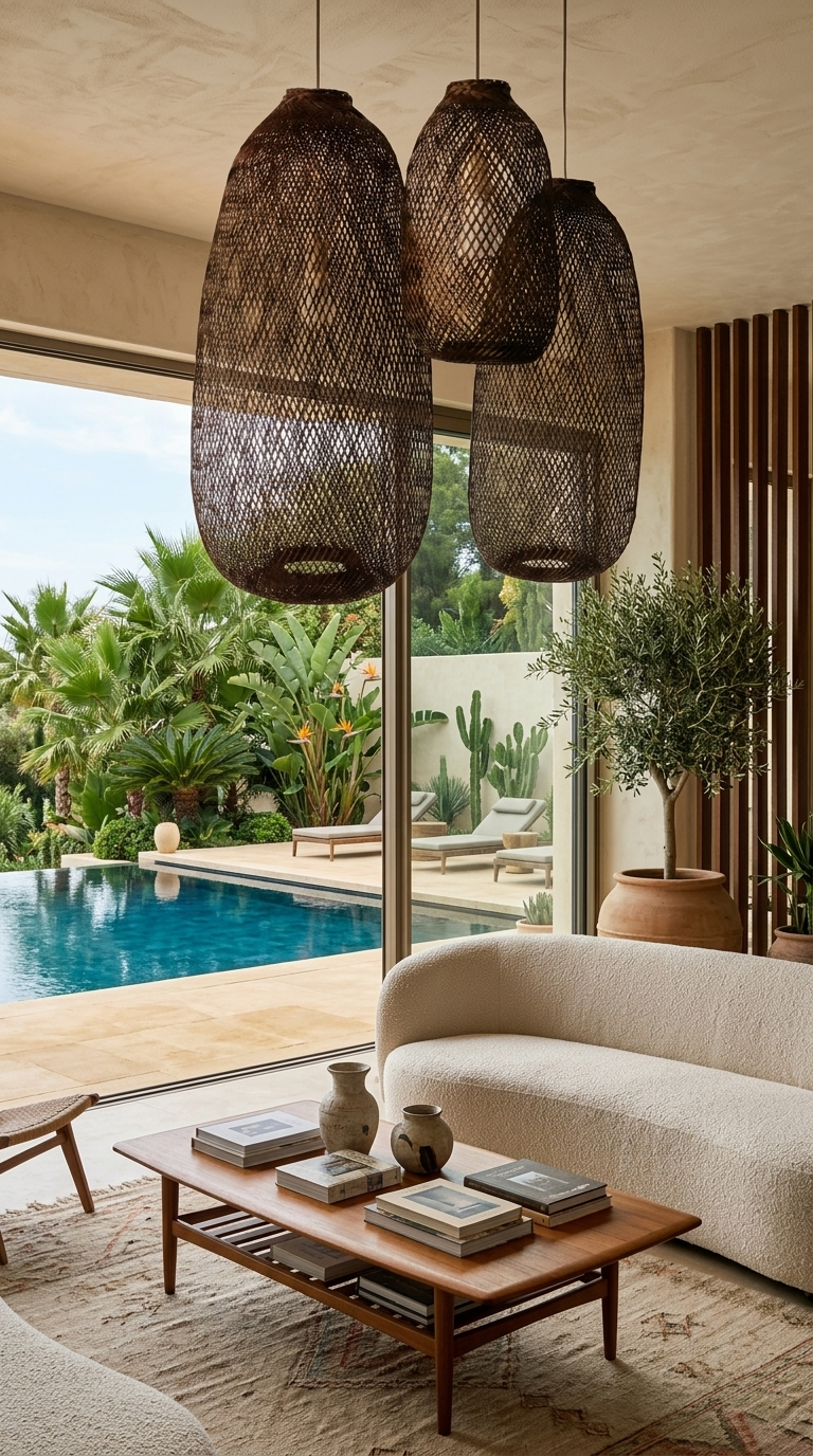TEERAYA Brown Bamboo Pendant Light