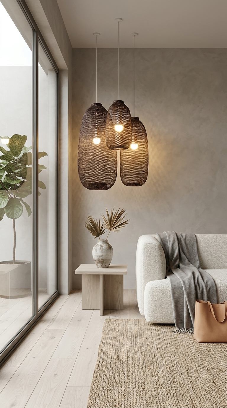 TEERAYA Brown Bamboo Pendant Light