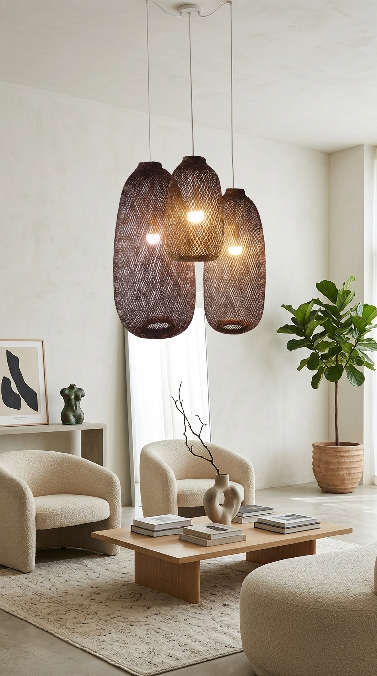 TEERAYA Brown Bamboo Pendant Light