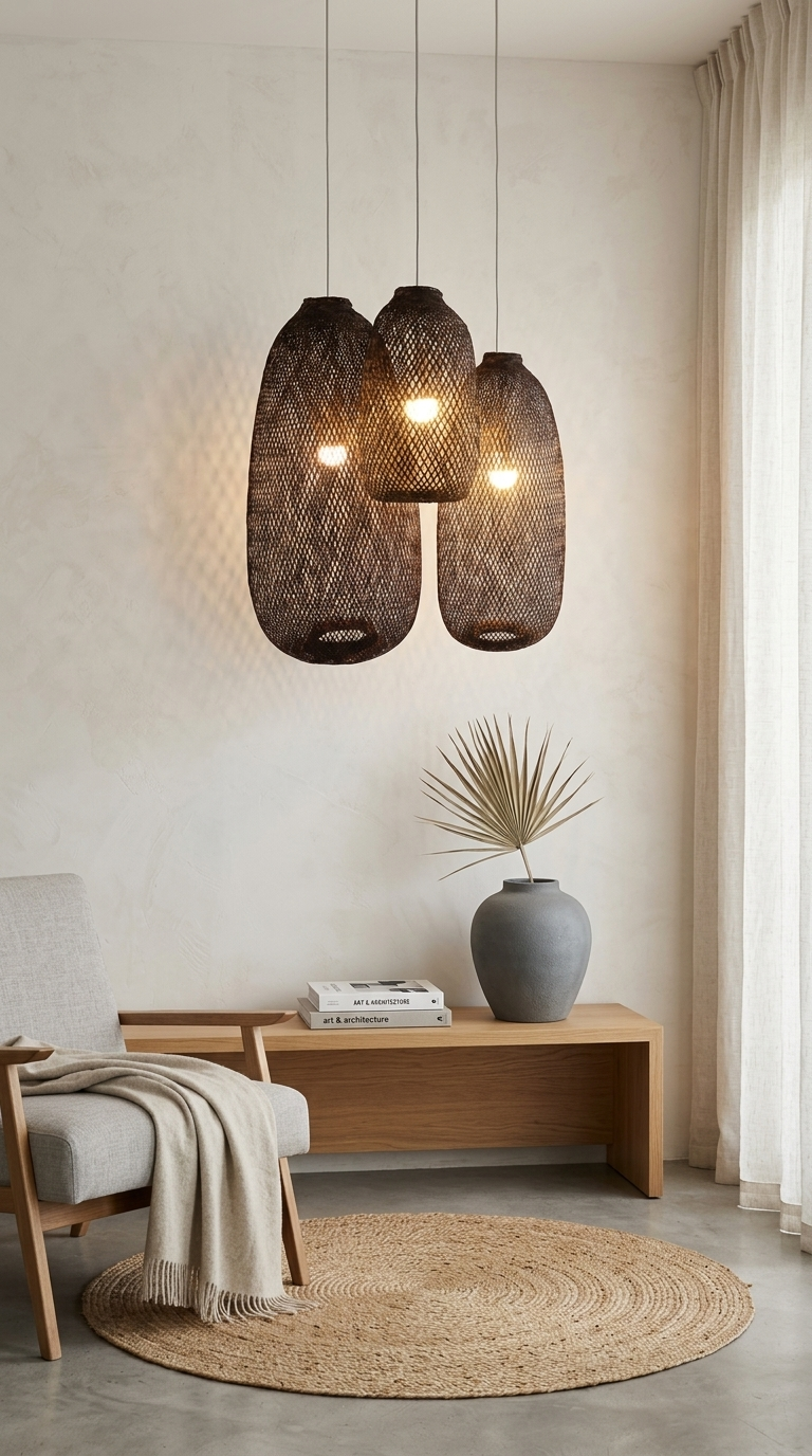 TEERAYA Brown Bamboo Pendant Light