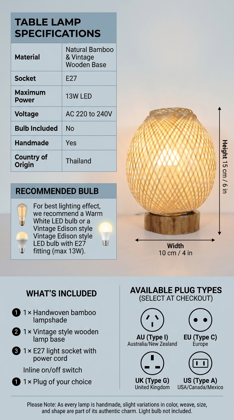 THA NID Boho Table Lamp (Vintage Wood)