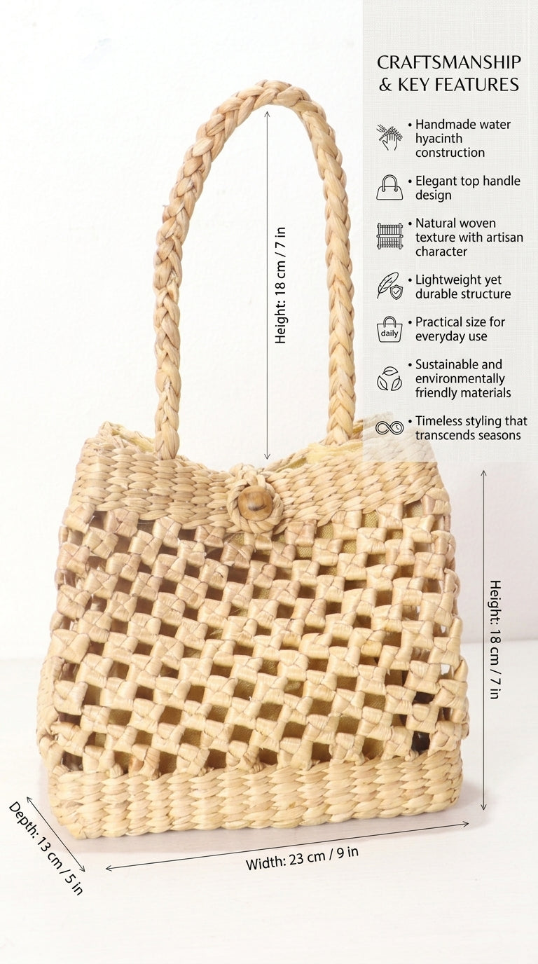 Tanid Handwoven Top Handle Straw Bag
