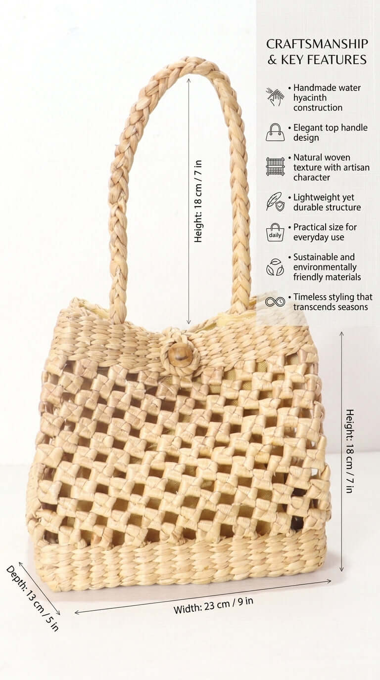 Tanid – handgewebte Strohtasche mit oberem Griff