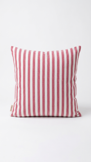 Hand Loom Cotton Pillow Cover, Red and Natural Stripes, 20 x 20 in - WANALA