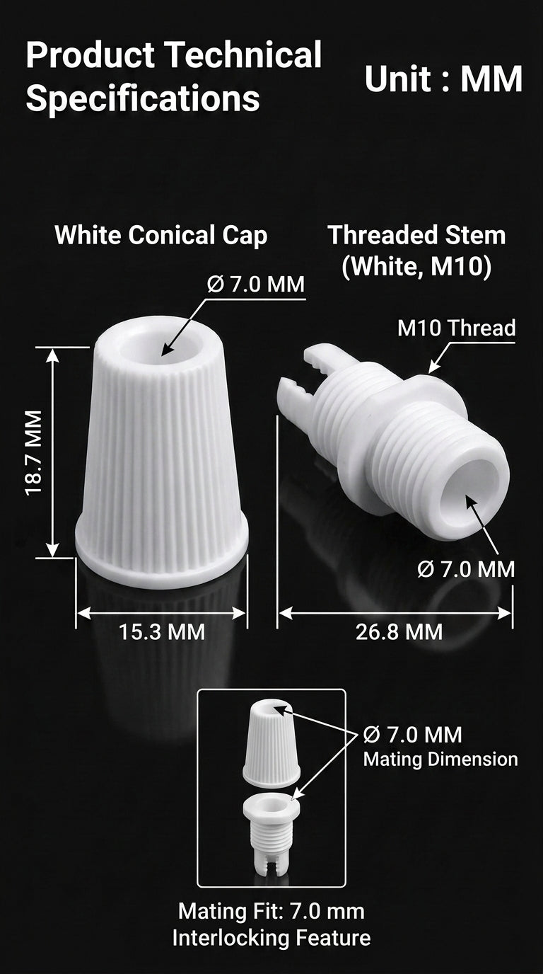 White Cord Grips Lampshade Holder – Plastic Screw Style Cord Grip (20 pcs.)