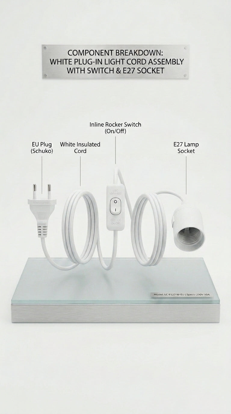 White Plug-In Pendant Light Kit with Switch (US, UK, EU & AU Plugs)