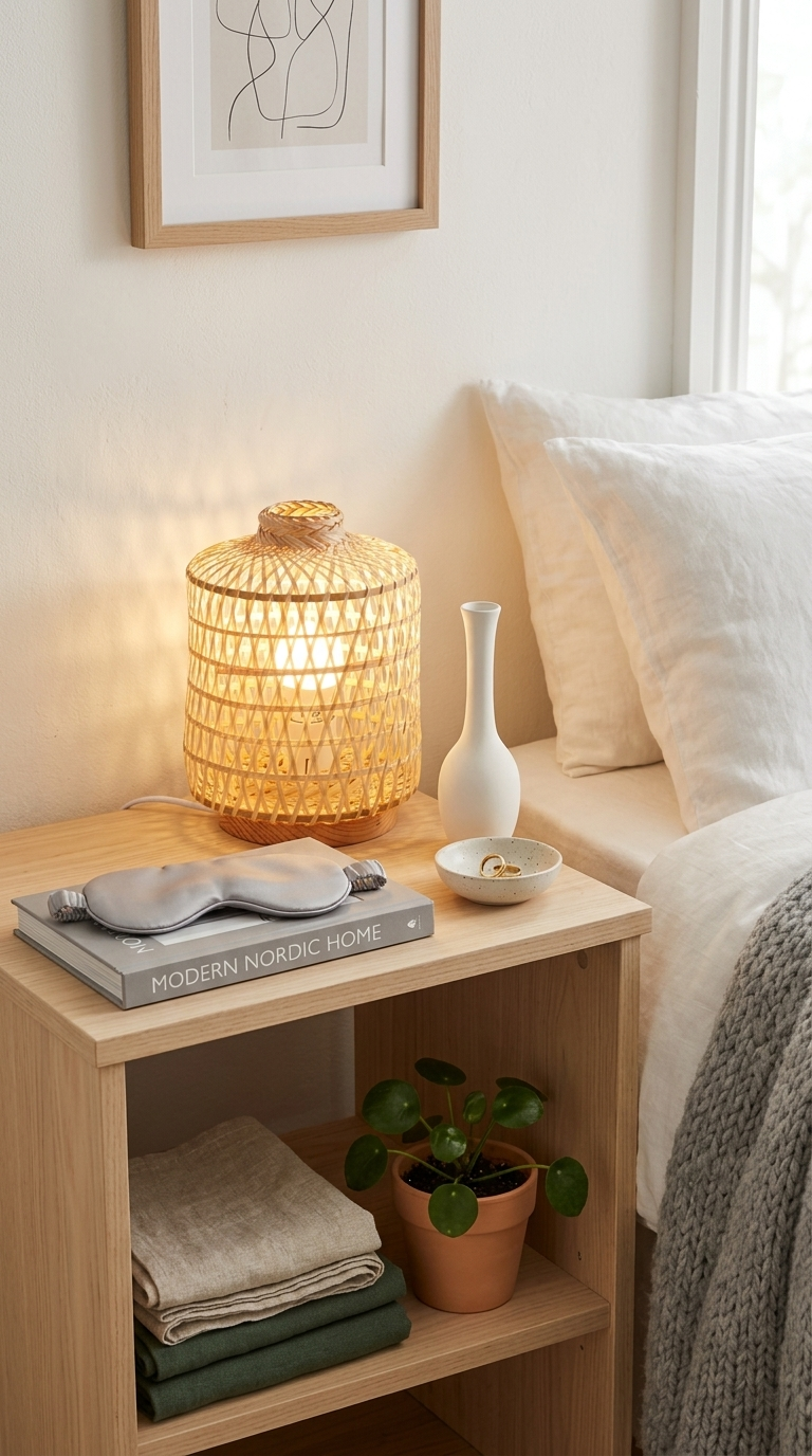 YA NA PAT Natural Cylinder Bamboo Table Lamp