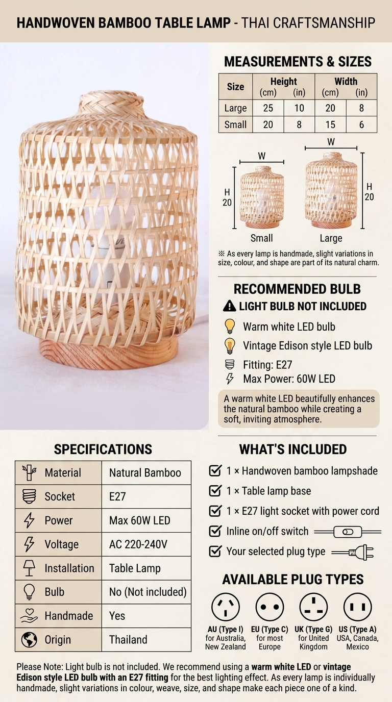 YA NA PAT Natural Cylinder Bamboo Table Lamp