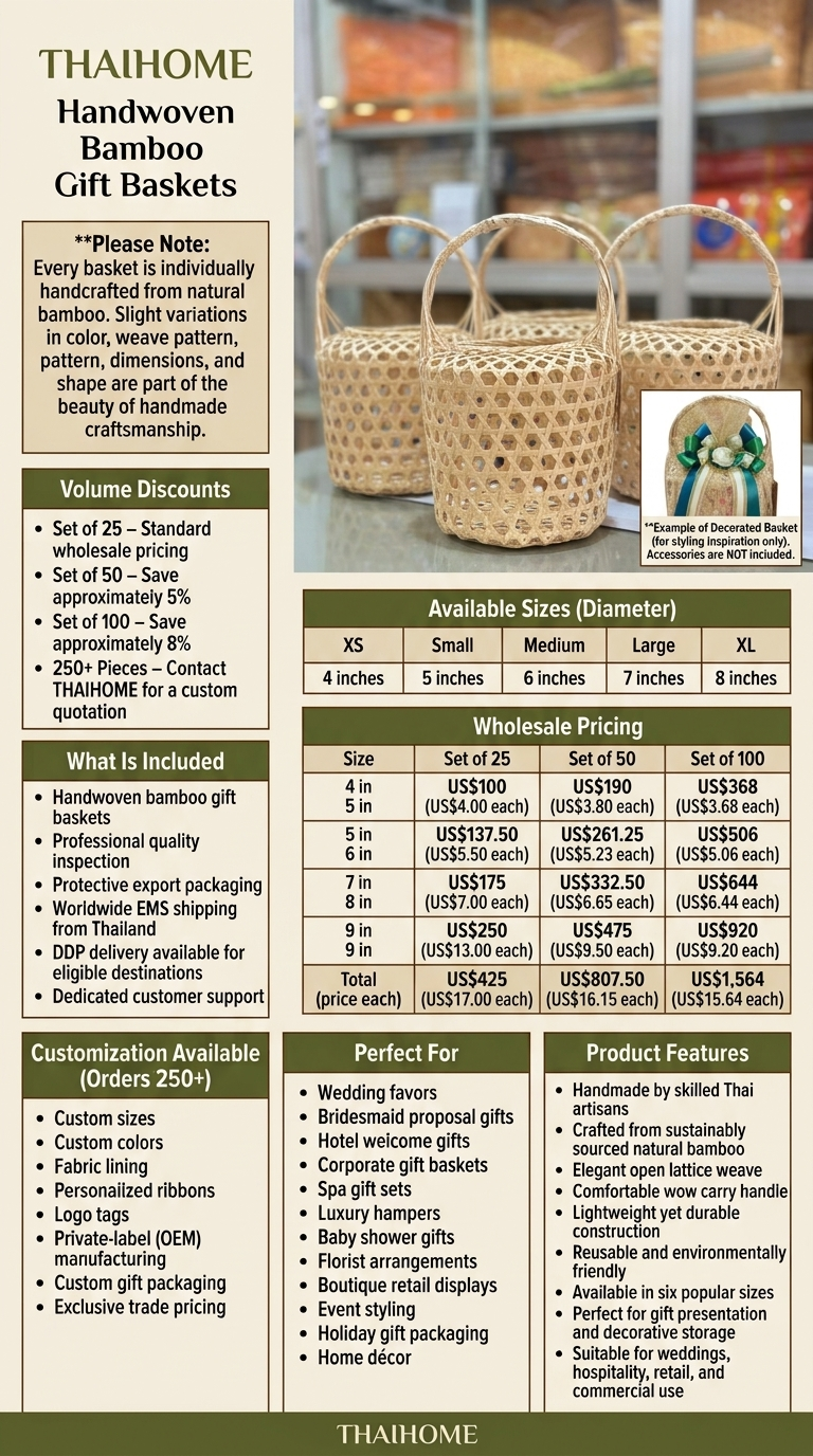 YA NI DA Handwoven Bamboo Gift Baskets (Wholesale)