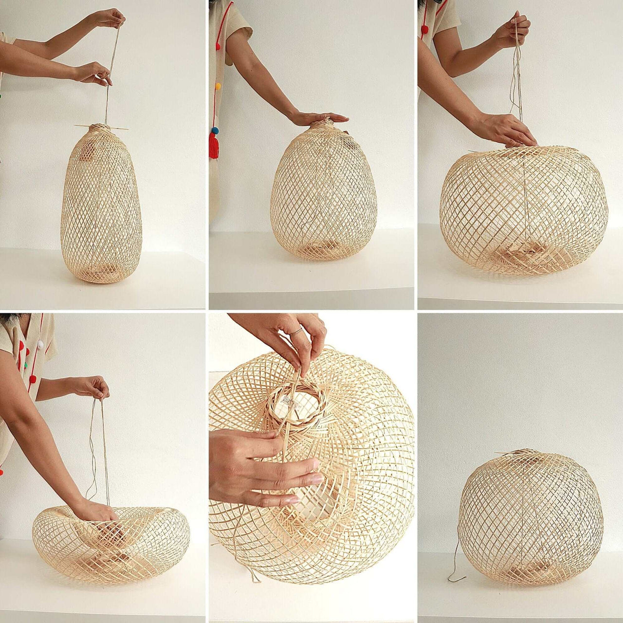 TEERAYA Bamboo Pendant Light Shade (Flexible)