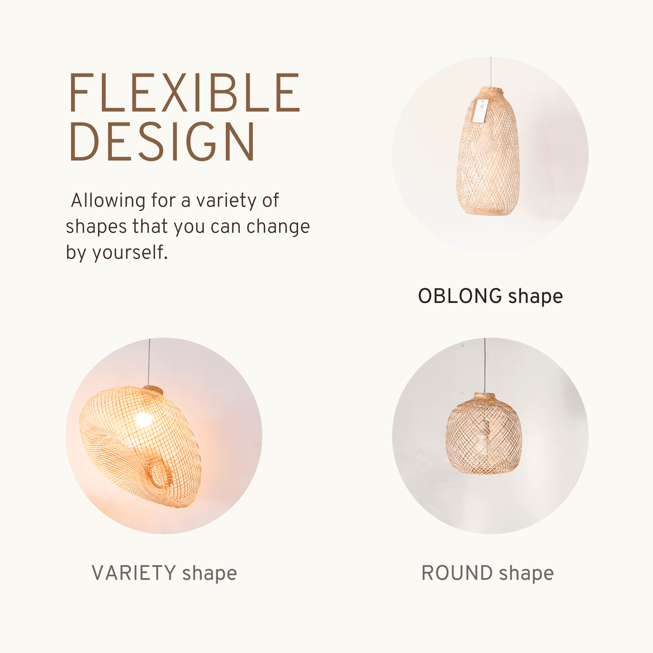 TEERAYA Bamboo Pendant Light Shade (Flexible)
