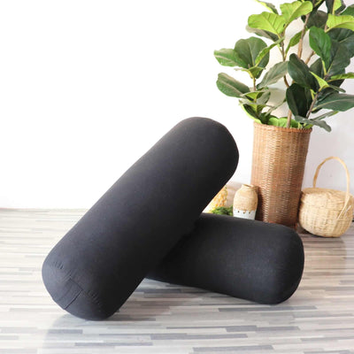 Yoga-Bolster, Bolster-Kissen mit Kapokfüllung für Meditation und Lesen, Schwarz, 66 x 25 cm (26 x 10 Zoll) | GAVIN