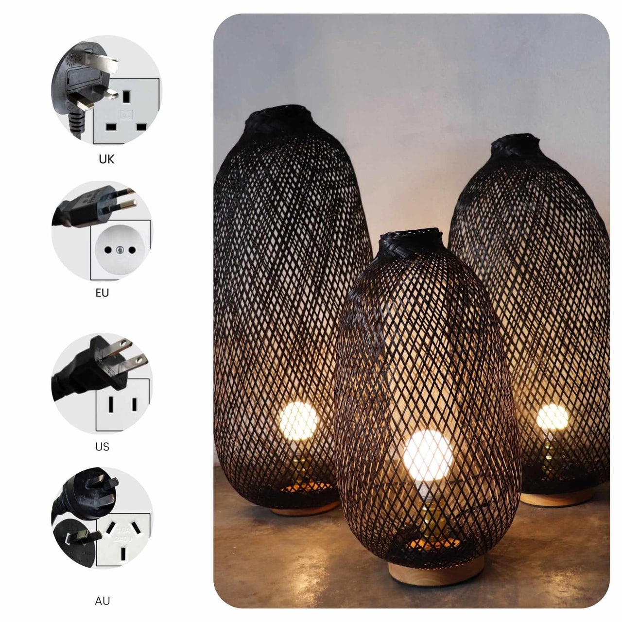 A WA RA -Boho Floor Lamp (Black)