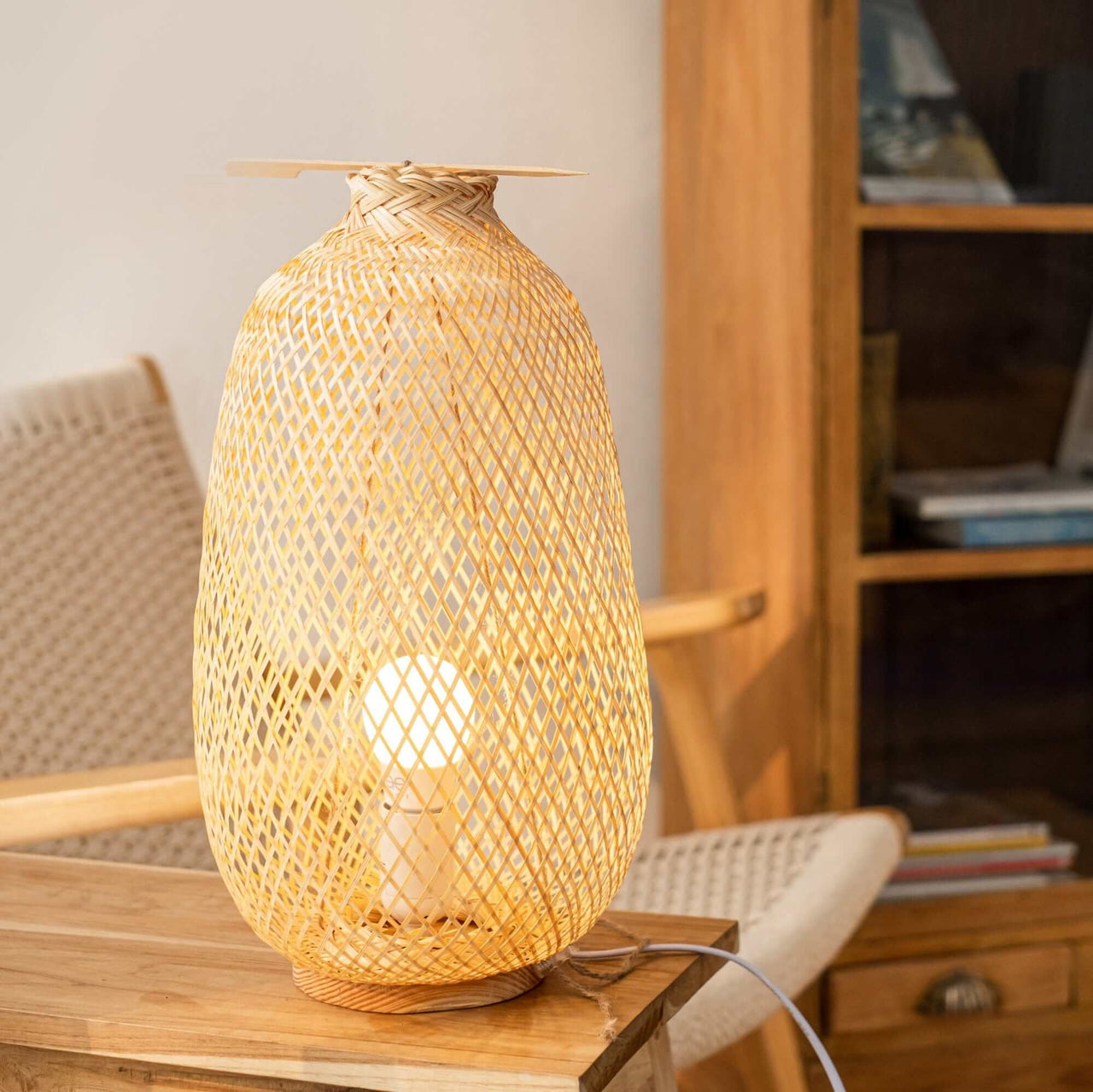 A NA - Bamboo Boho Table Lamp (14- 16 Inches)