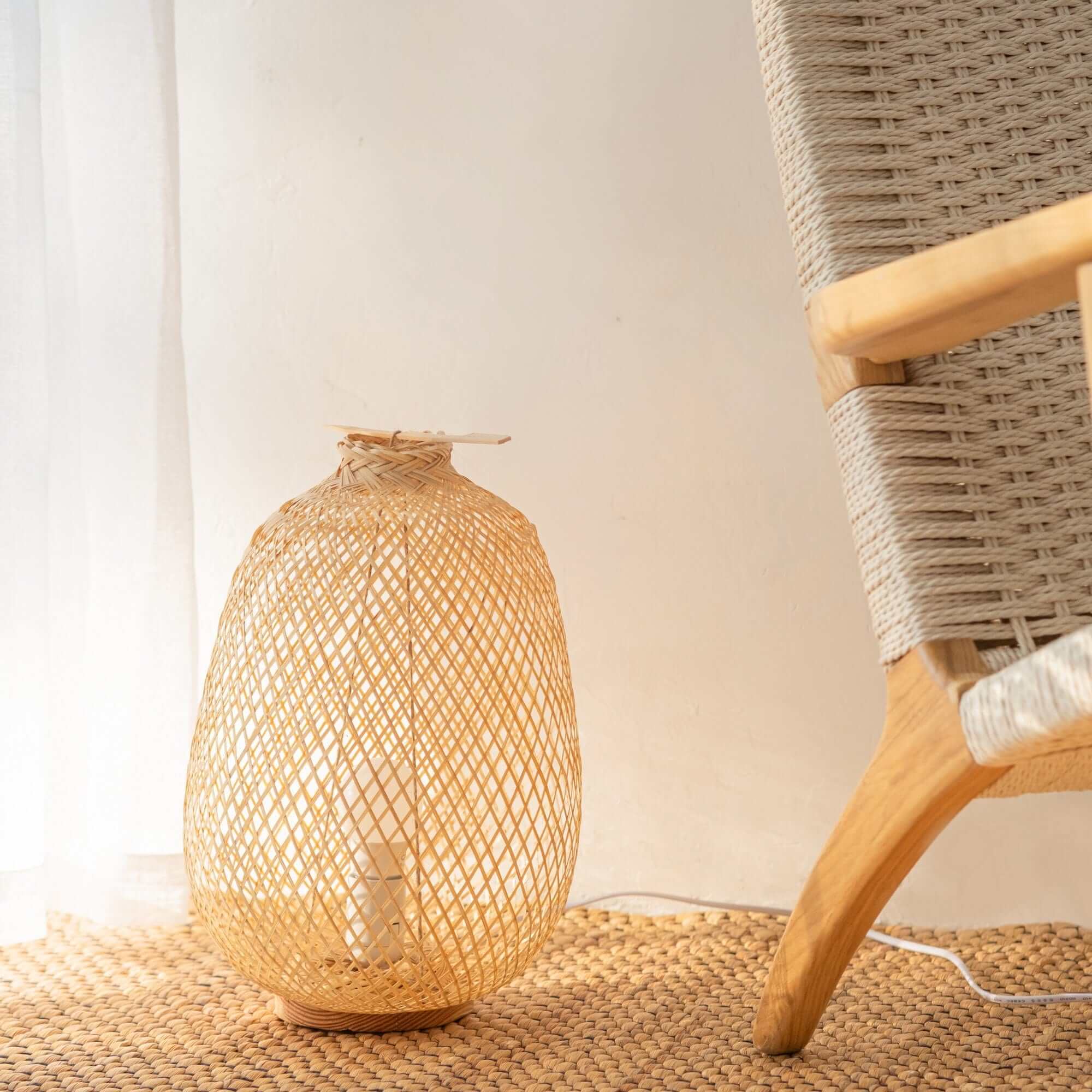 A NA - Bamboo Boho Table Lamp (14- 16 Inches)