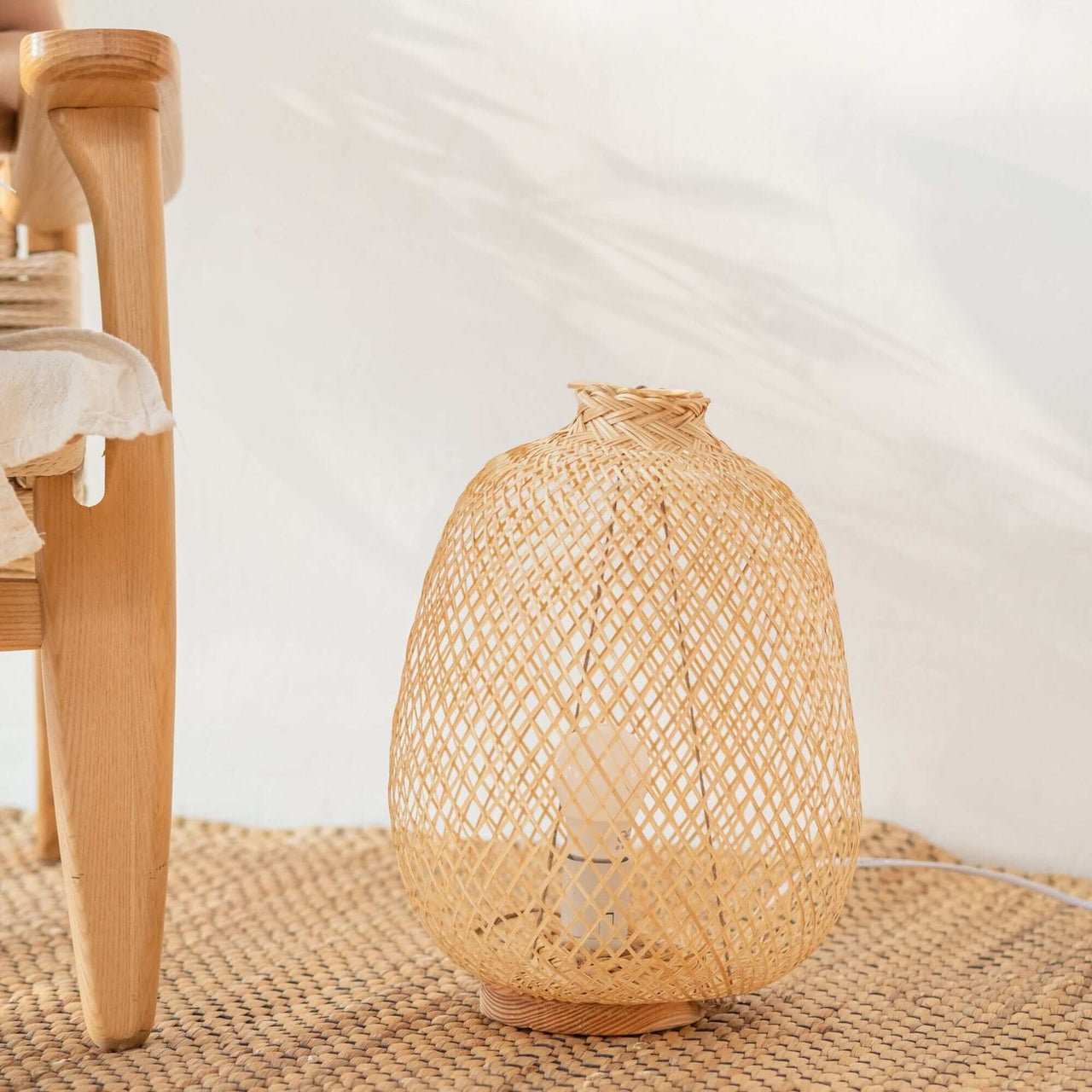 A NA - Bamboo Boho Table Lamp (14- 16 Inches)