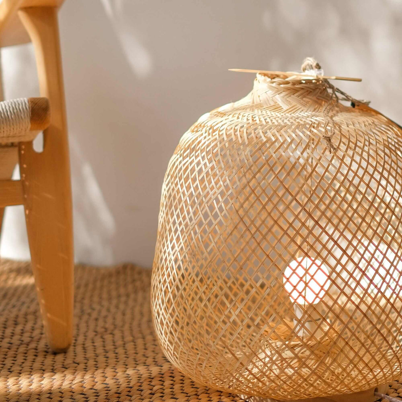 A SA RA - Natural Floor Lamp (Wooden Base)