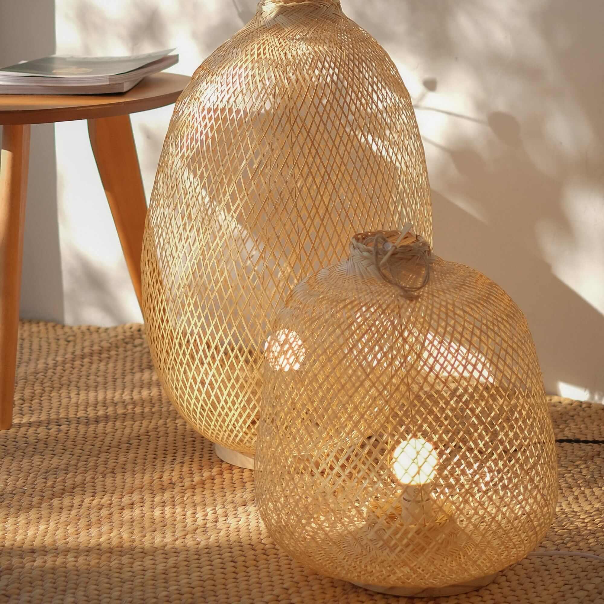 A SA RA - Natural Floor Lamp (Wooden Base)