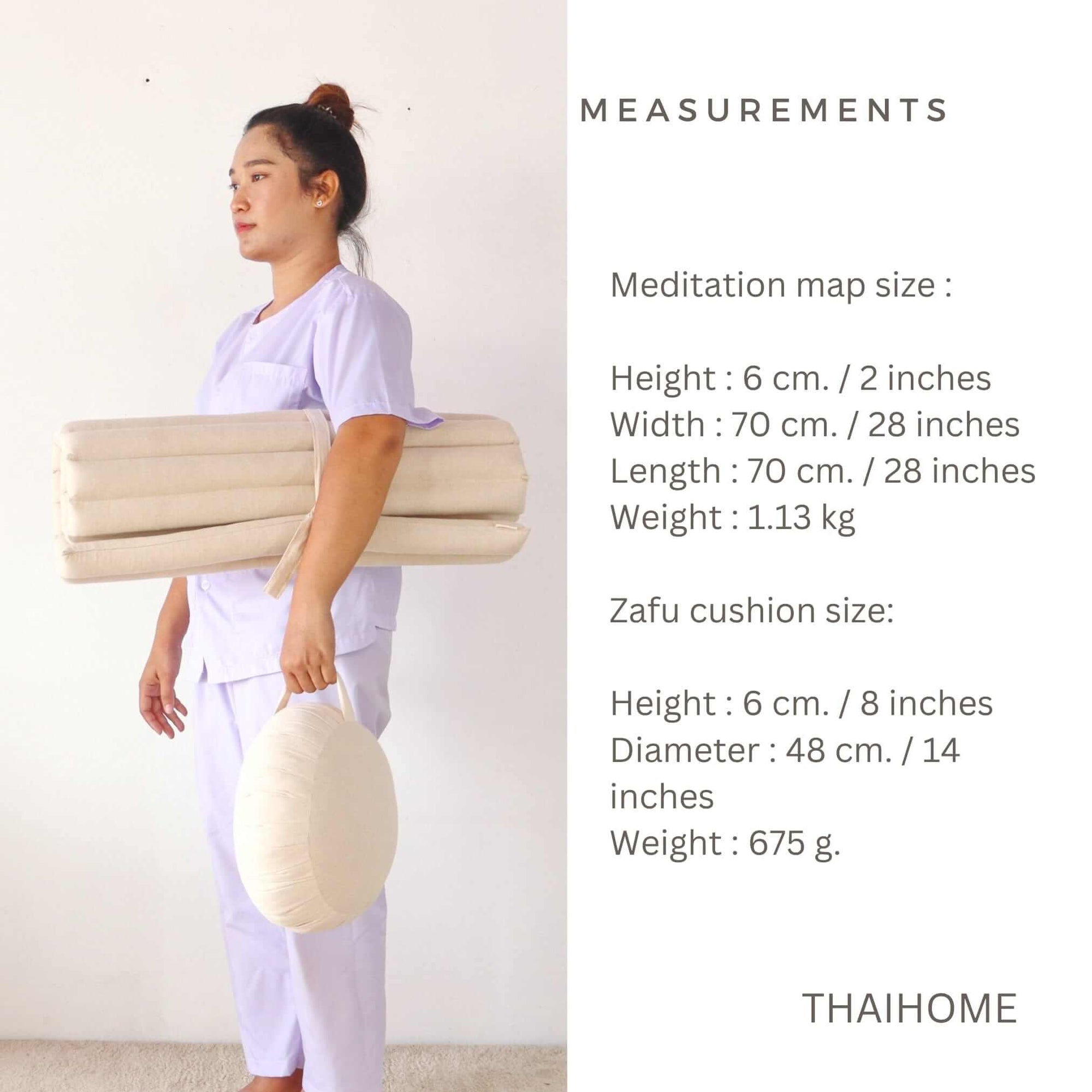 THA NAN YA - Supreme Comfort Thai Meditation and Yoga Cushion (14x7x5