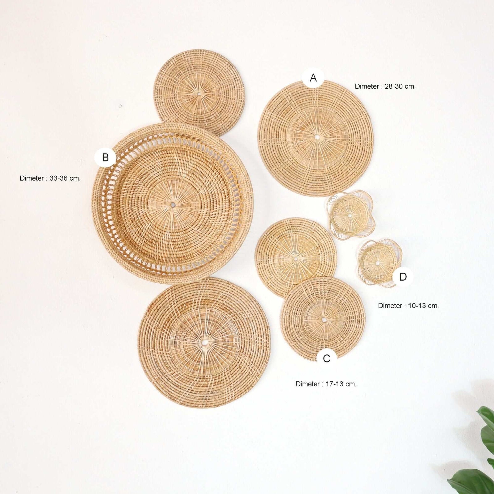 NA PI DA - Rattan Wall Hanging Art Decor Set of 8