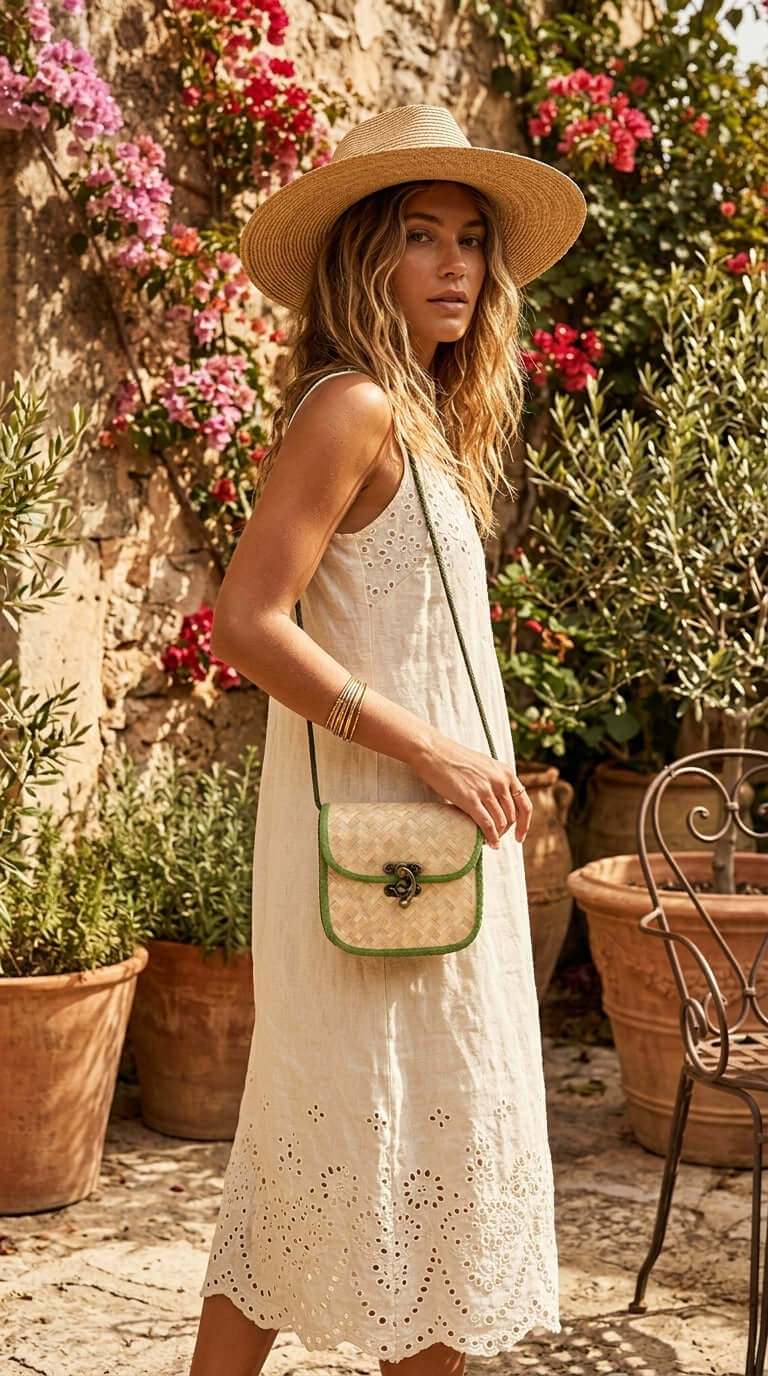 LIL LY CROSS BODY BAG GREEN handwoven straw crossbody bag with natural woven texture, by Thai artisans