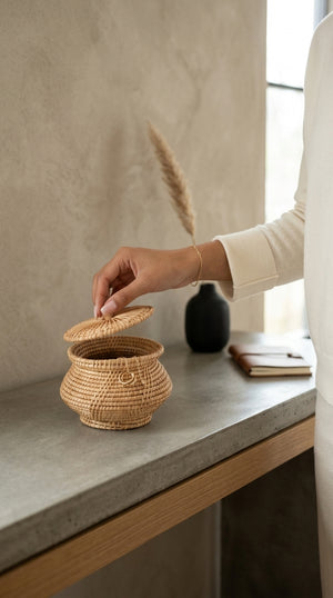 SA NA – Rattan-Aufbewahrungsbox mit Deckel