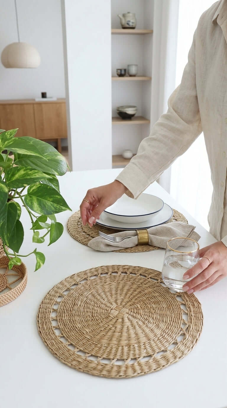 Lavin – Natural Sedge Round Placemat