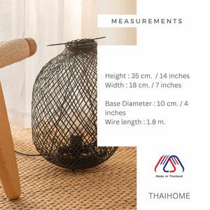 A DA - Bamboo Boho Table Lamp - Natural Elegance Illuminated (Black)