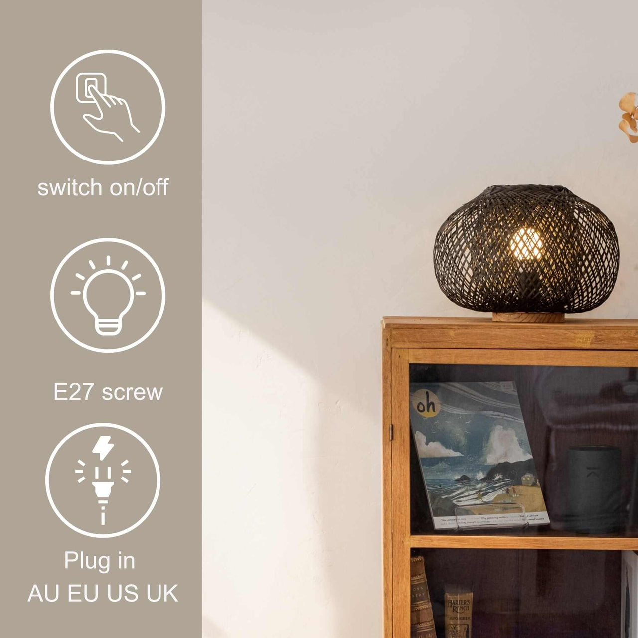 A RA WAN - Boho Table Lamp (Black)