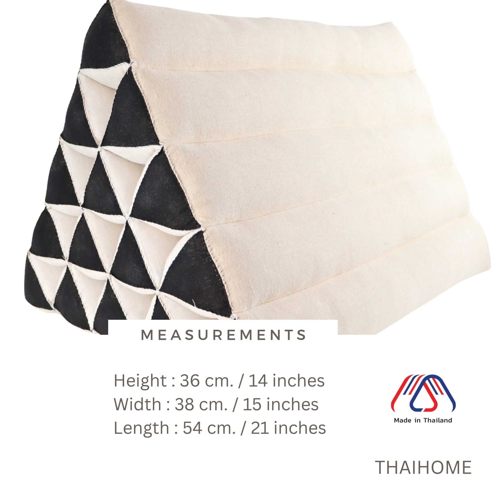 KA MON CHAN - Thai Triangle Cushion (White and Black)