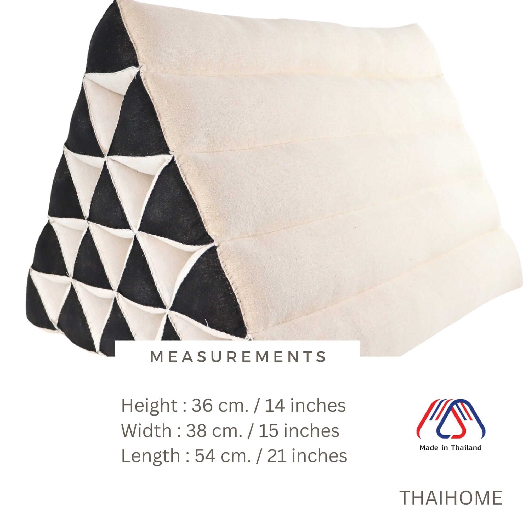 THAIHOME Triangle Cushion KA MON CHAN - Thai Triangle Cushion (White and Black)