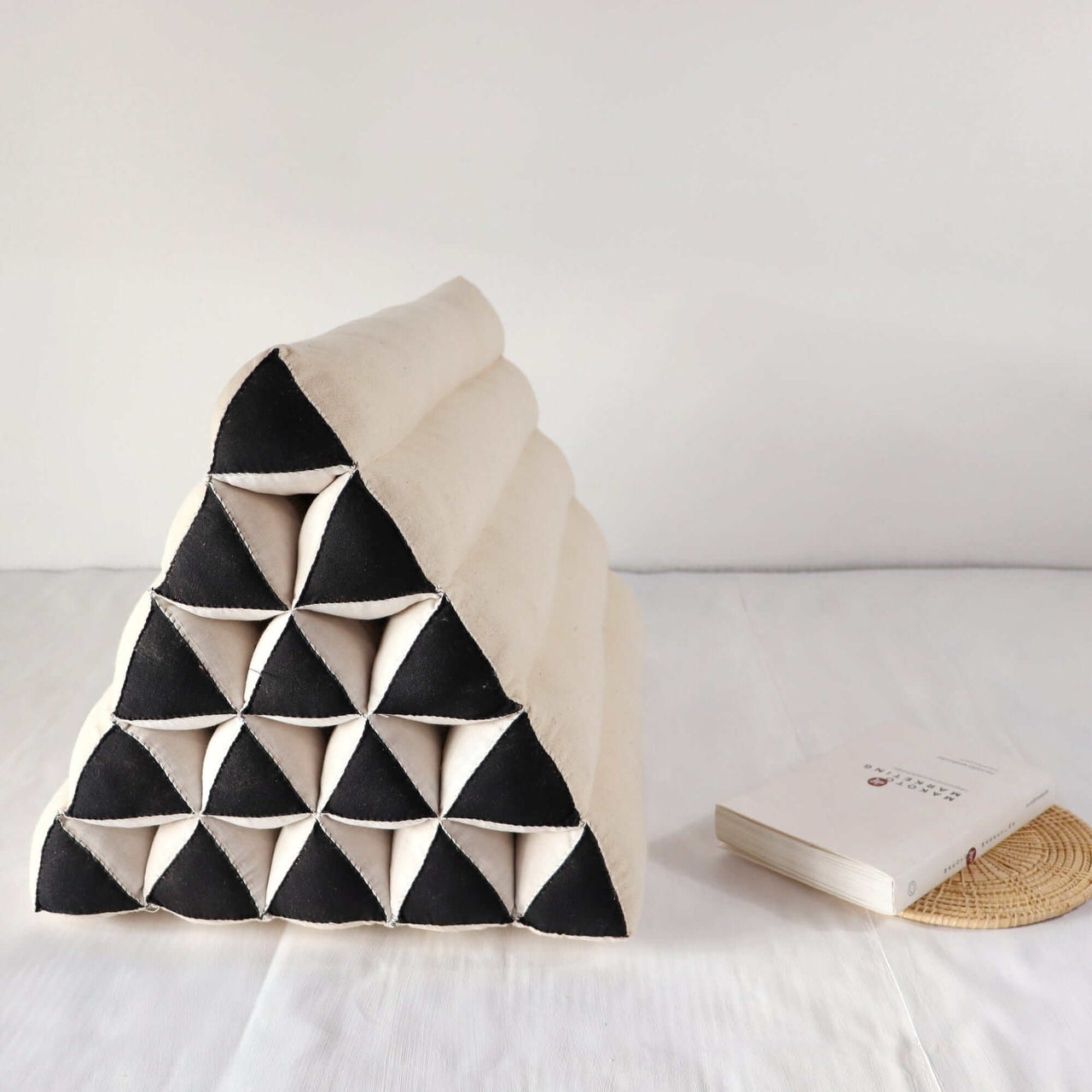 KA MON CHAN - Thai Triangle Cushion (White and Black)