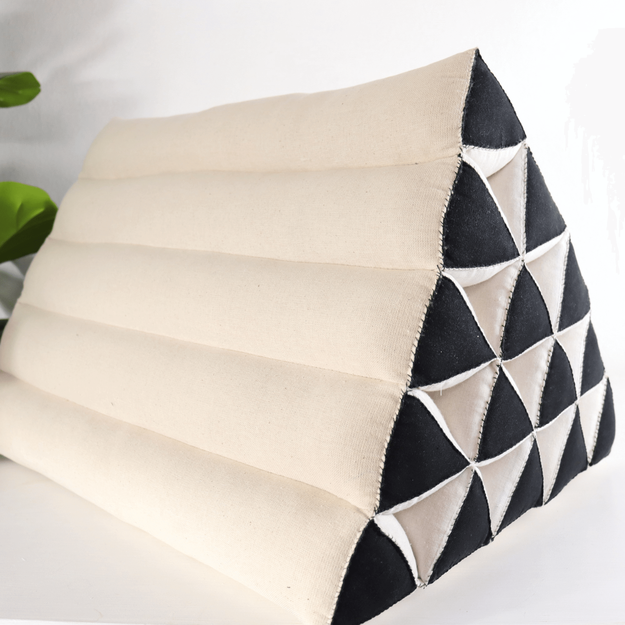 KA MON CHAN - Thai Triangle Cushion (White and Black)