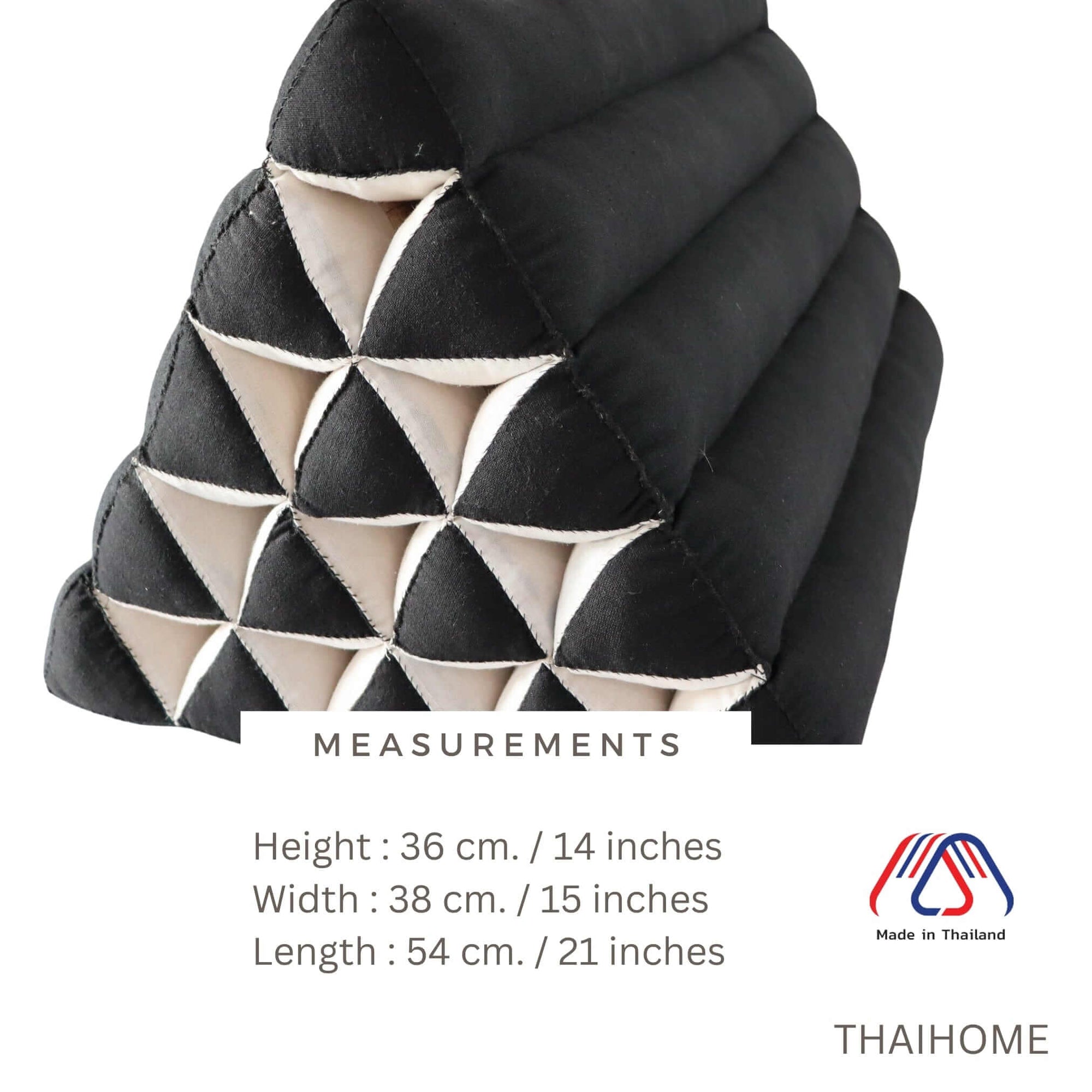 NA THA CHA - Thai Triangle Cushion (ฺBlack and White)