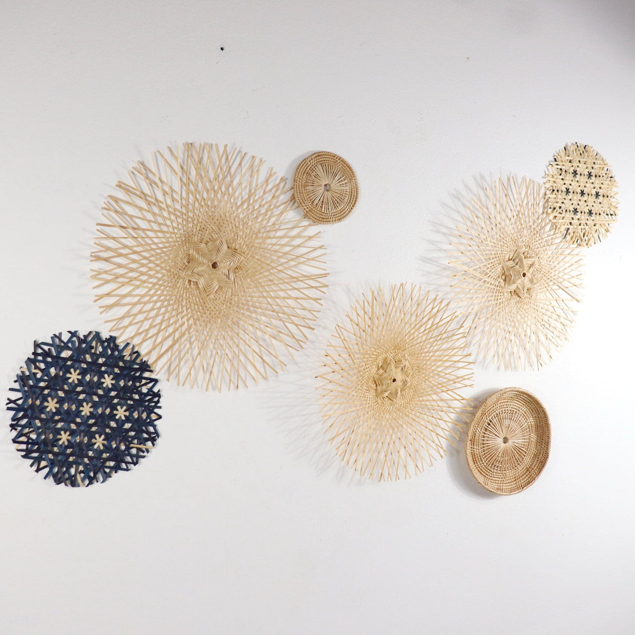 LIN LA DA - Bamboo and Rattan Wall Hanging Decor Set of 7