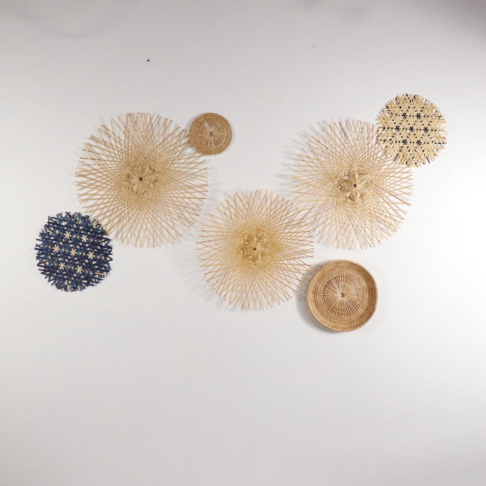 LIN LA DA - Bamboo and Rattan Wall Hanging Decor Set of 7