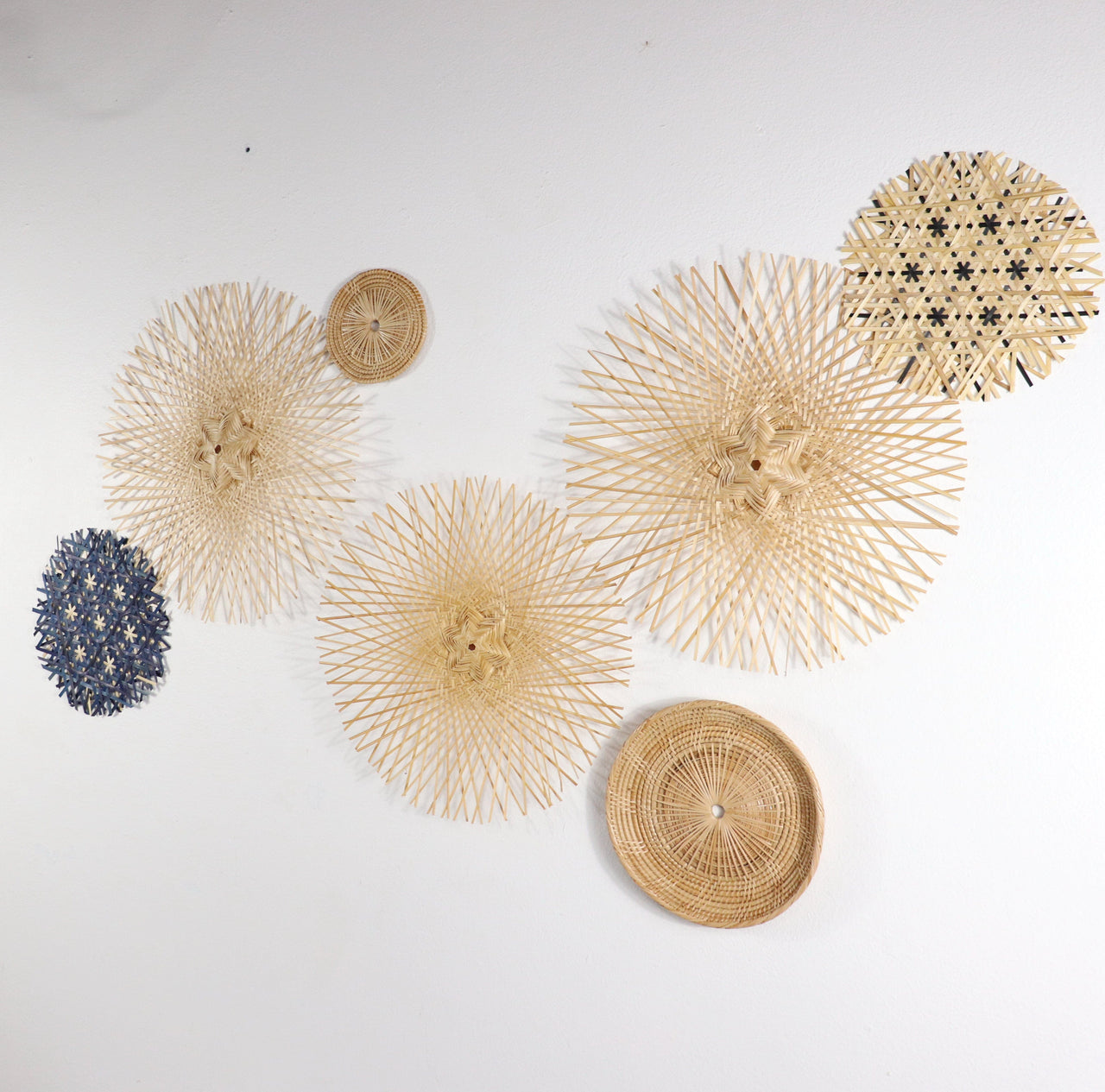 LIN LA DA - Bamboo and Rattan Wall Hanging Decor Set of 7